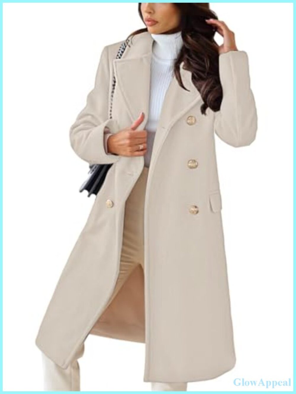 Women's Double-Breasted Wool Blend Long Trench Coat Winter Pea Coat